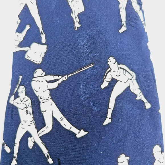 Nicole Miller Tie VTG 1994 Baseball Game Day Collection 100% Silk Hand Sewn Blue - Picture 4 of 8